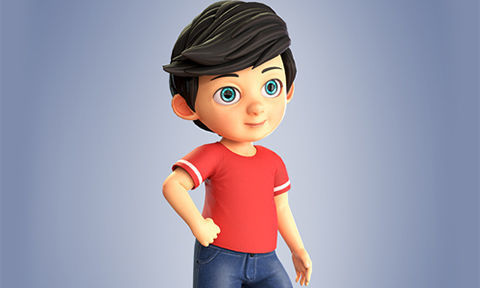 Cartoon Boy Low-poly 3D model_4