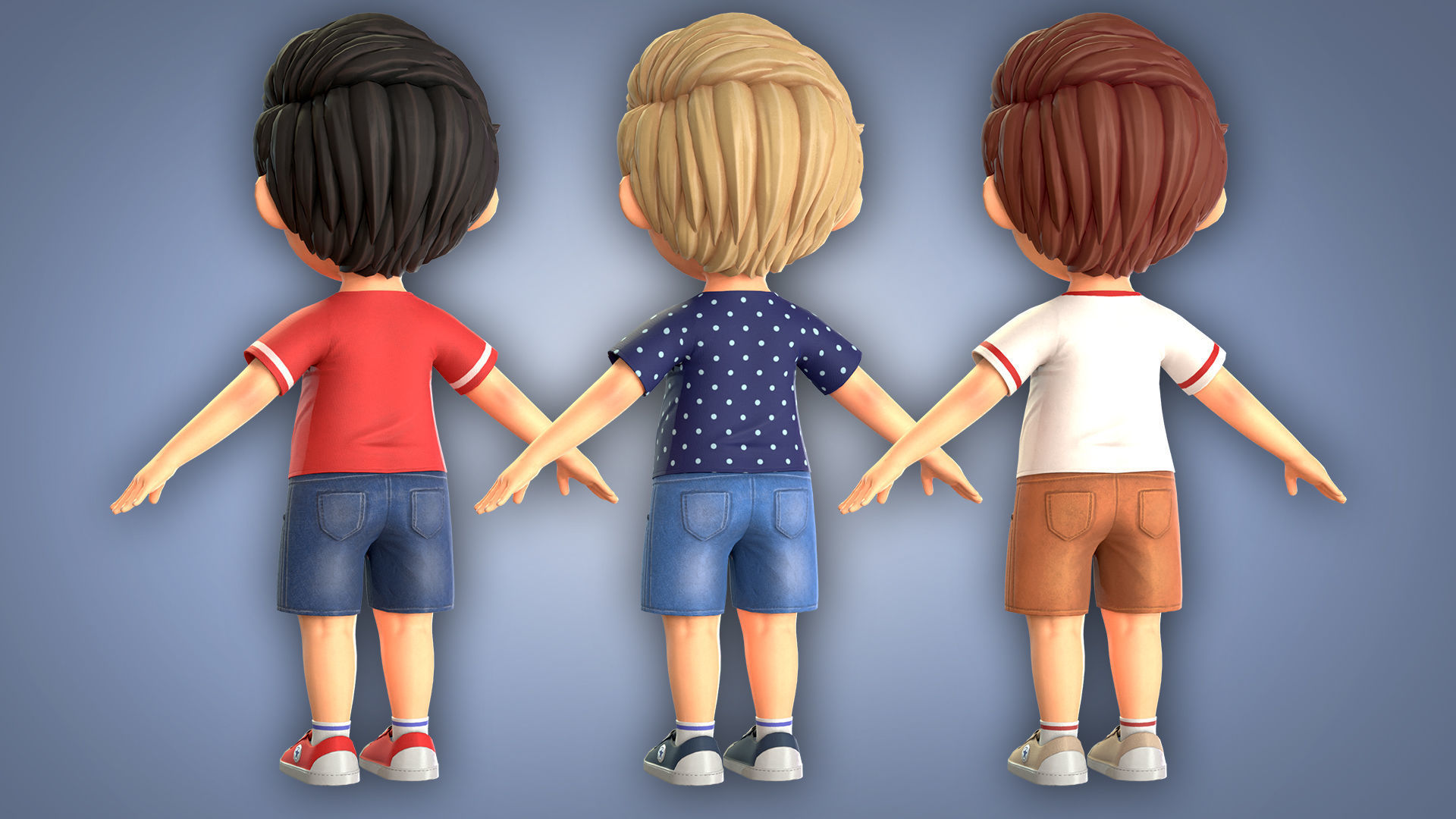 Cartoon Boy Low-poly 3D model_2