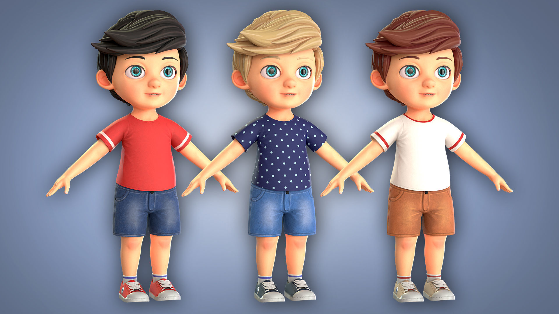Cartoon Boy Low-poly 3D model_3