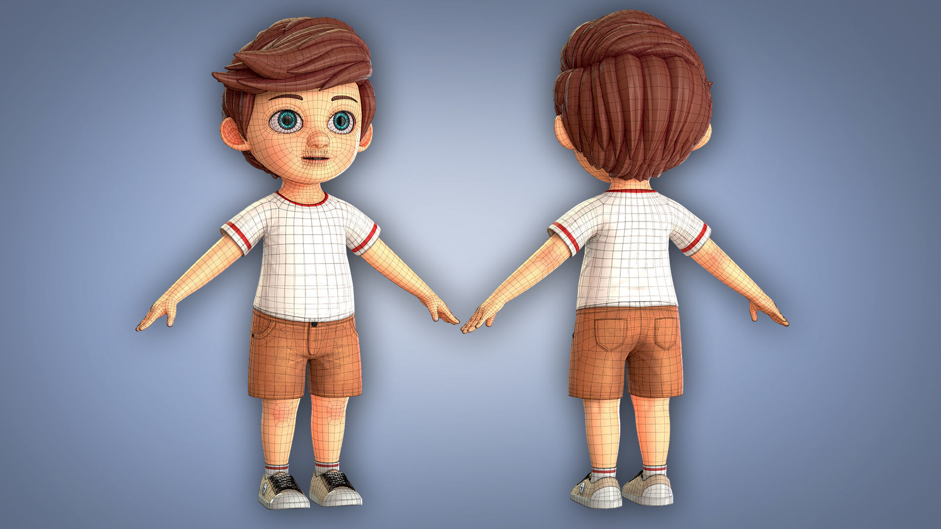 Cartoon Boy Low-poly 3D model_5