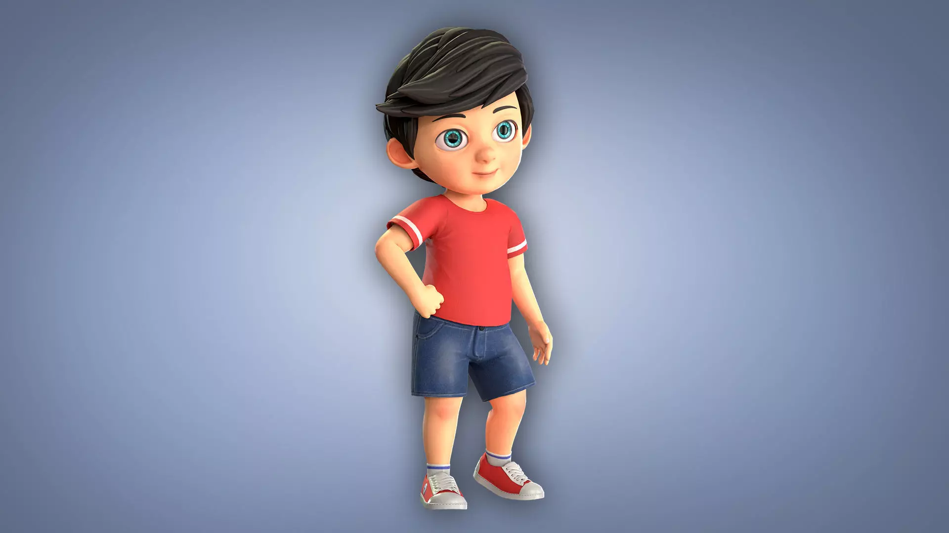 Cartoon Boy Low-poly 3D model_0