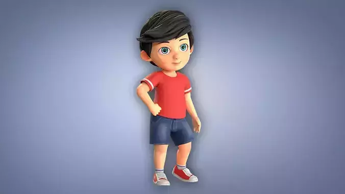 Cartoon Boy Low-poly 3D model
