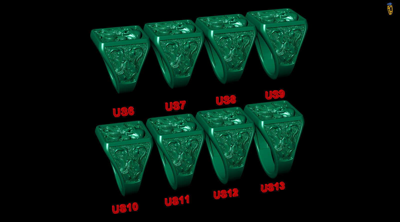 Octopus Skull Tentacle Sea Ornament Signet 3D print model_9