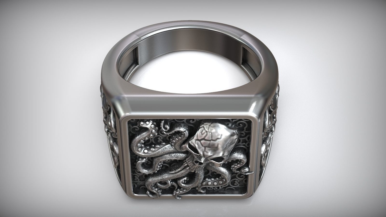 Octopus Skull Tentacle Sea Ornament Signet 3D print model_6