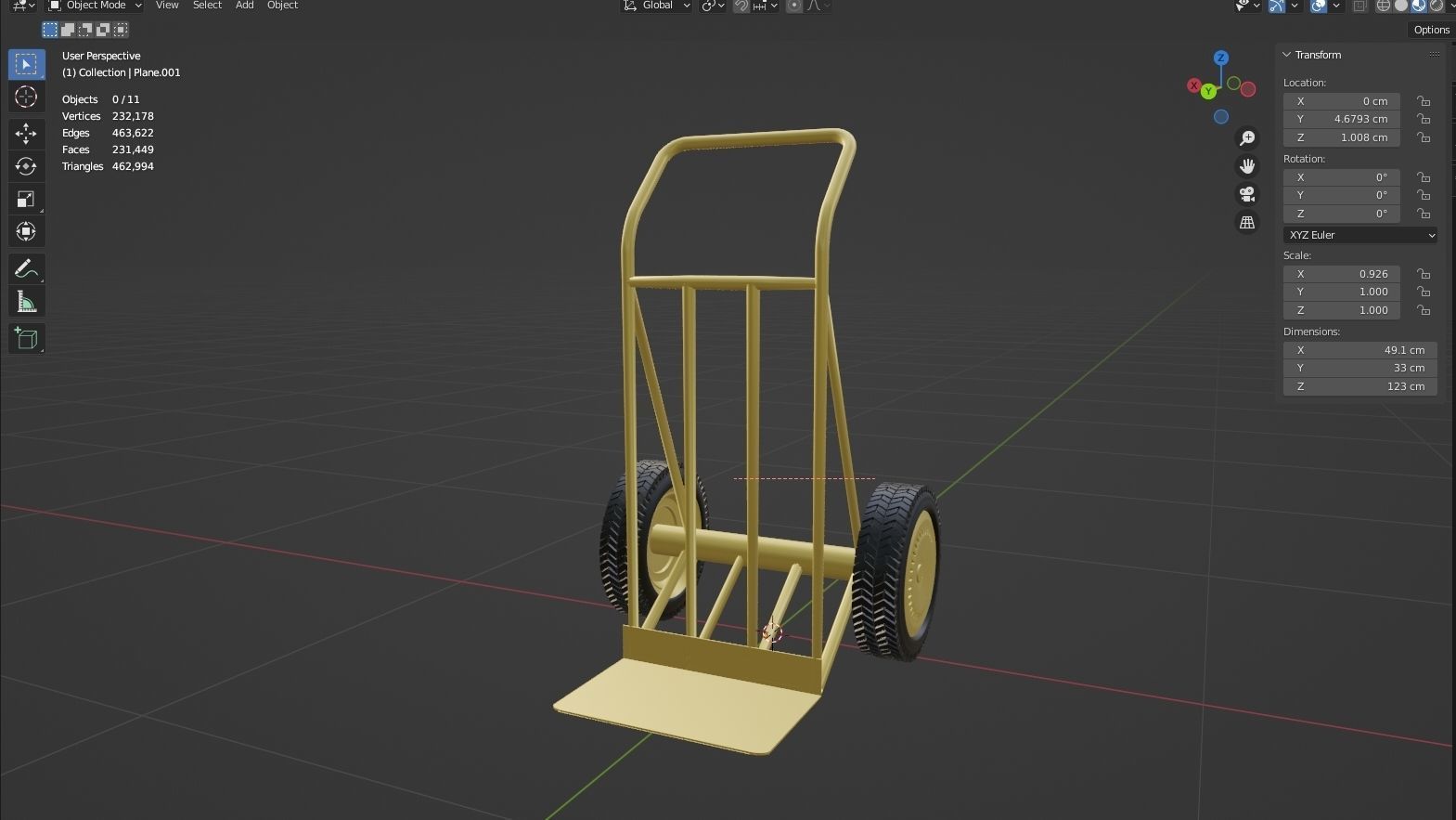 HANDCART 01-YELLOW 3D model_2