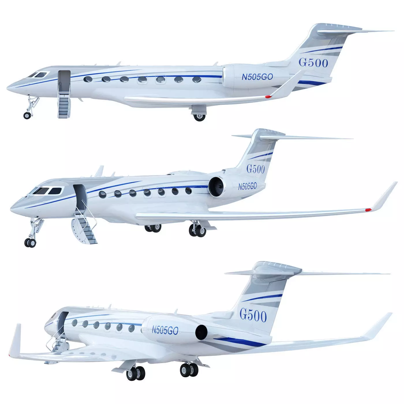 Aircraft  G500 3D model_0