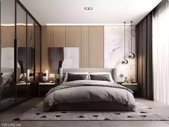 Master bedroom - modern interior scene 