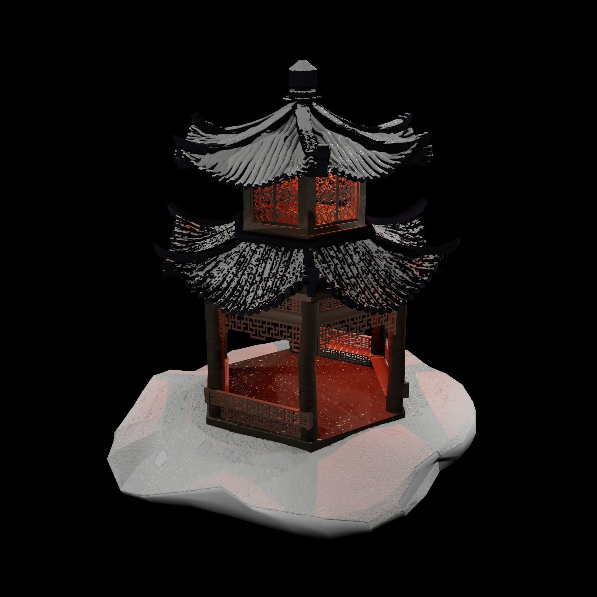 Scene Japanese Environment Tree PBR Assets Shrine Water 3D model_8