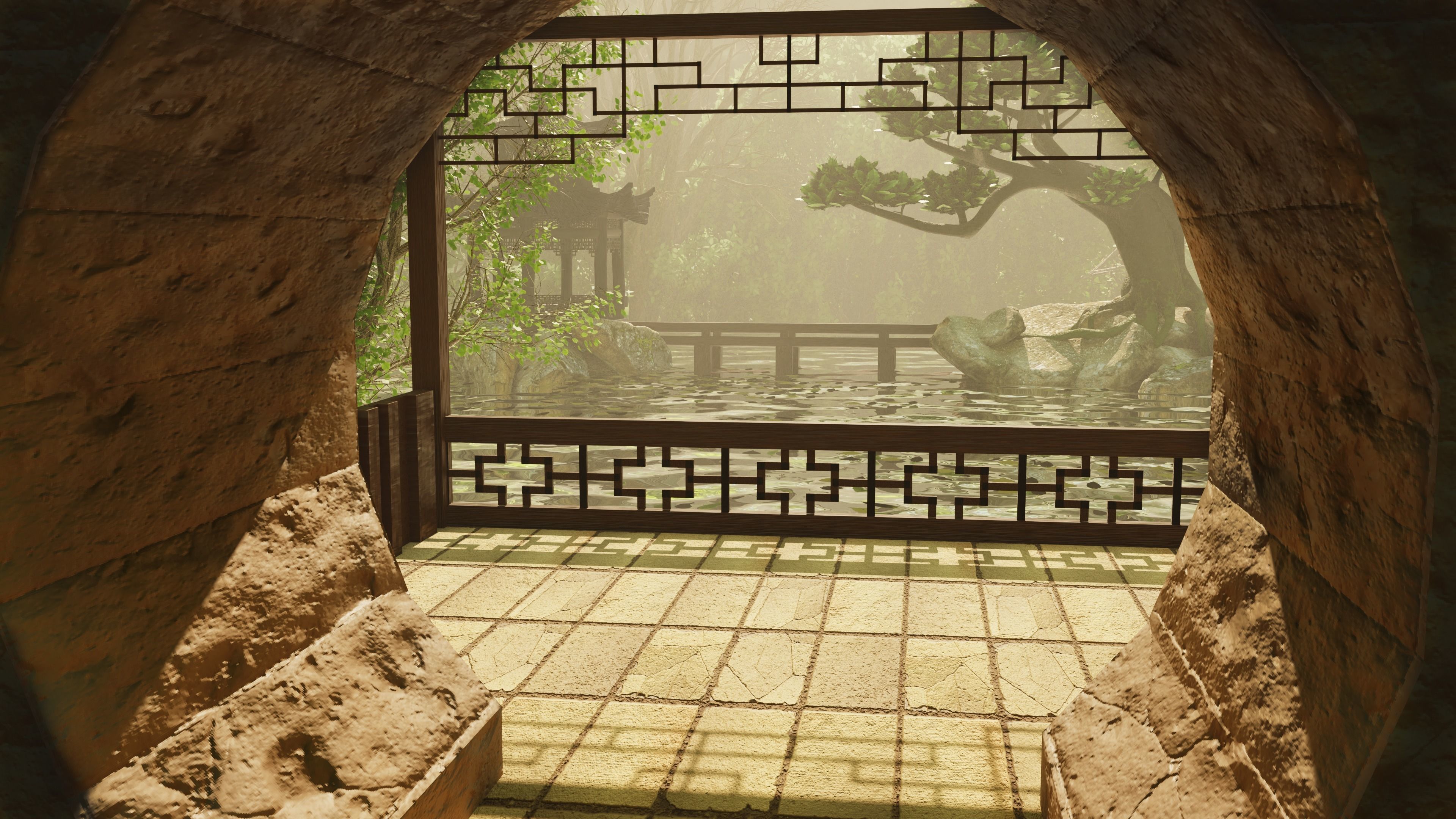 Scene Japanese Environment Tree PBR Assets Shrine Water 3D model_3