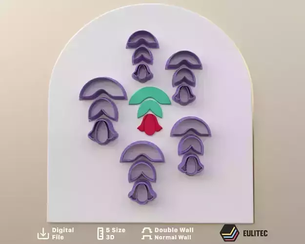 Polymer Clay Cutter leaves and flower dangle 5 size  3D print model