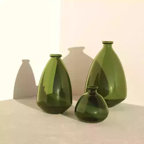 Green Glass Vases 3D set