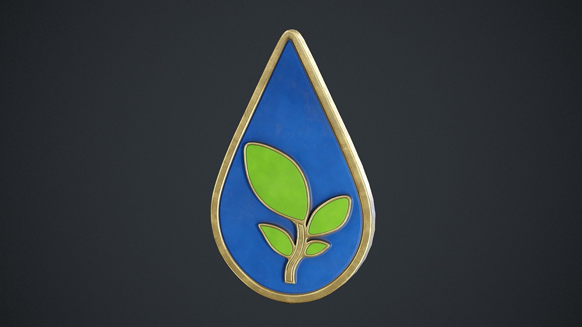 Nature Badge Low-poly 3D model_1