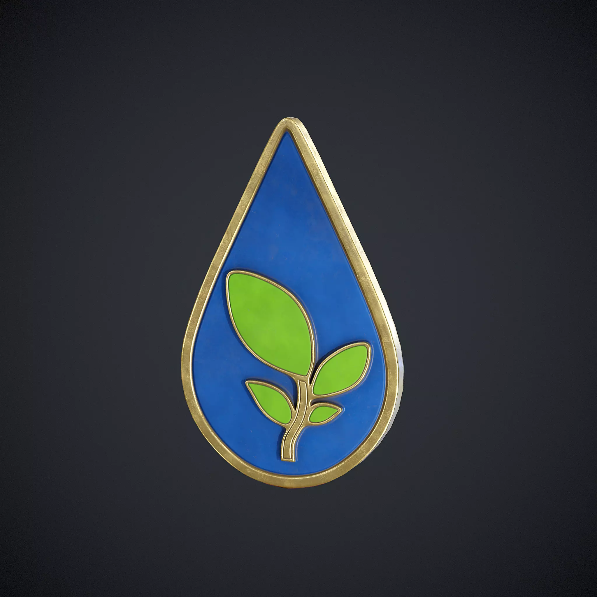Nature Badge Low-poly 3D model_0