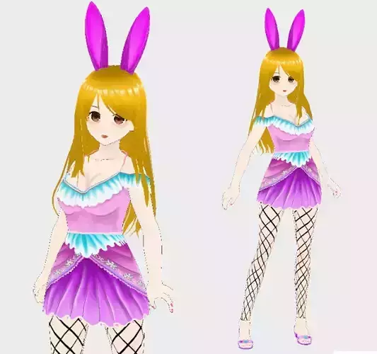 VRM girl character virtual host game skin virtual host