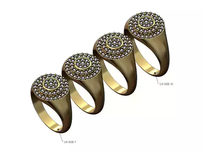 Round stepped iced diamond ring US sizes 7to10