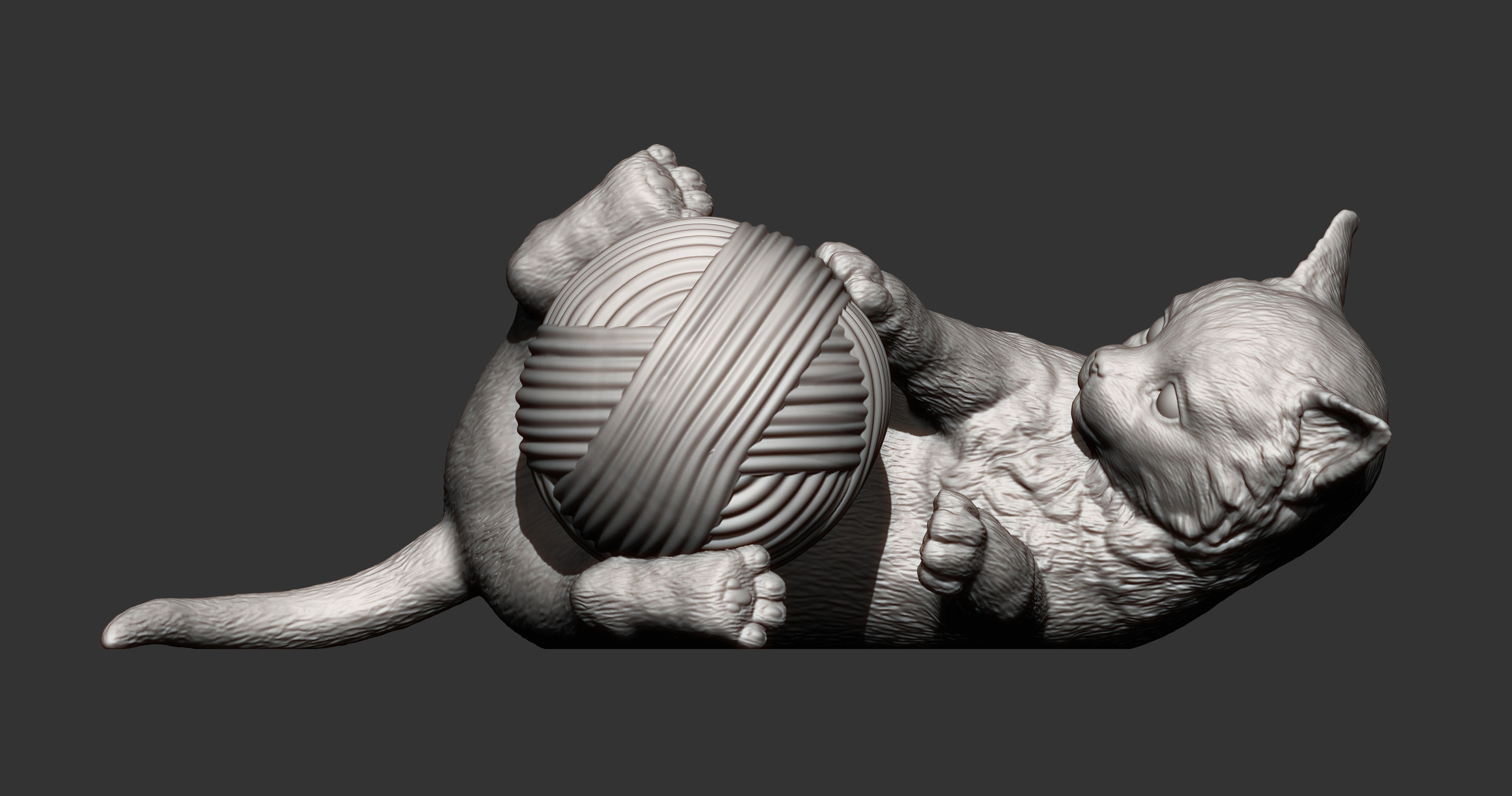 kitten playing 3D print model_4