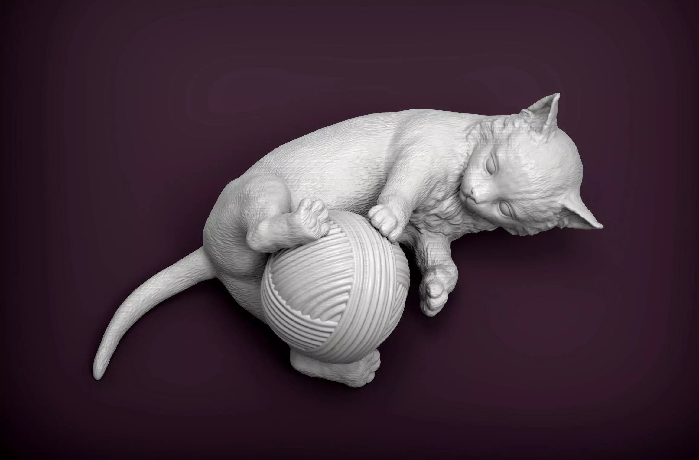 kitten playing 3D print model_0