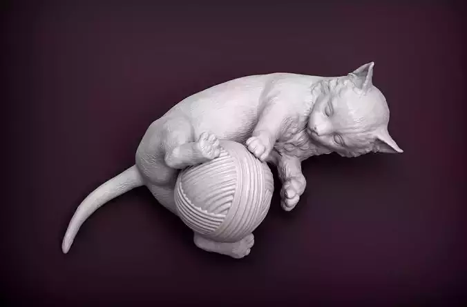 kitten playing 3D print model