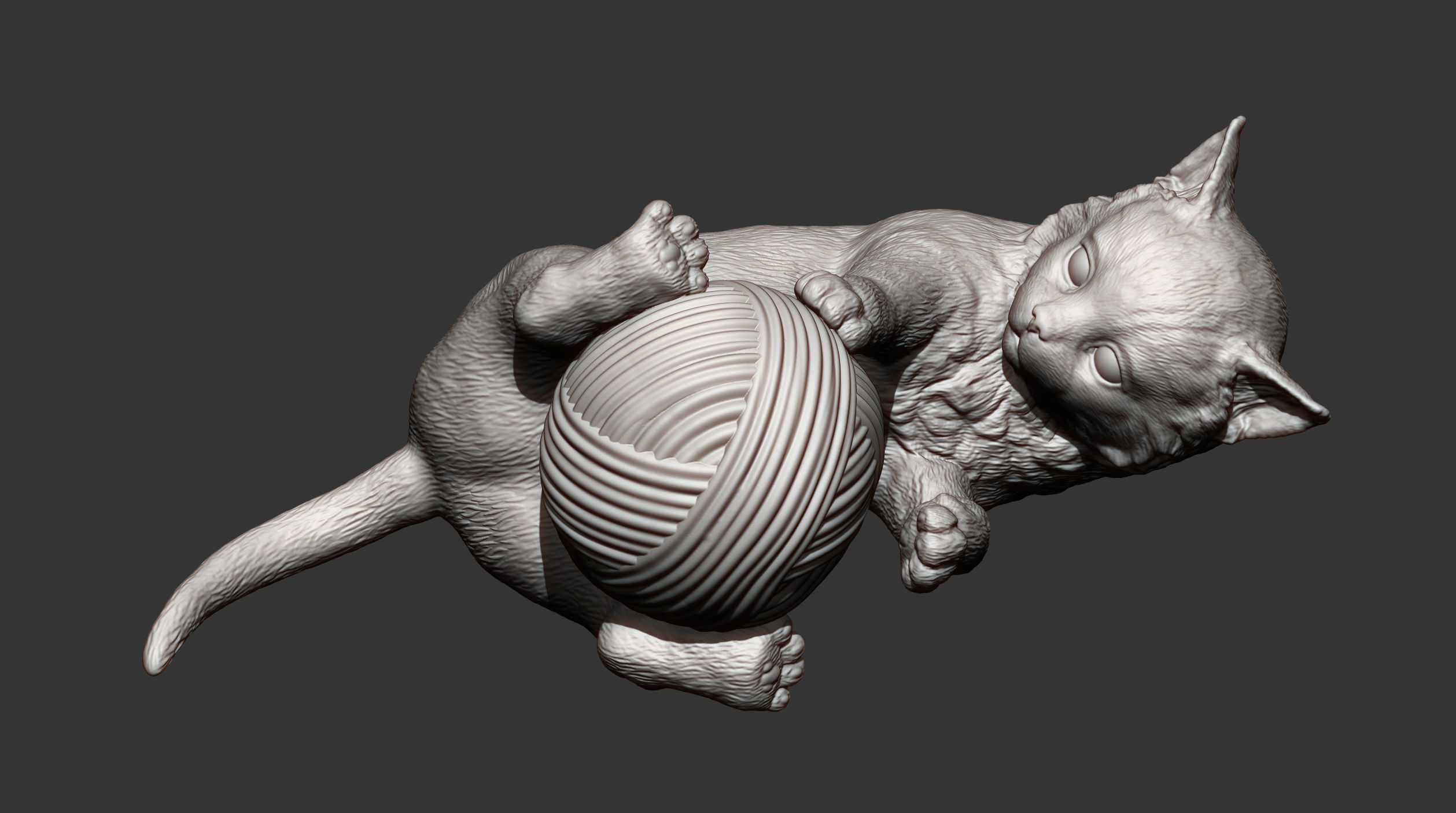 kitten playing 3D print model_13