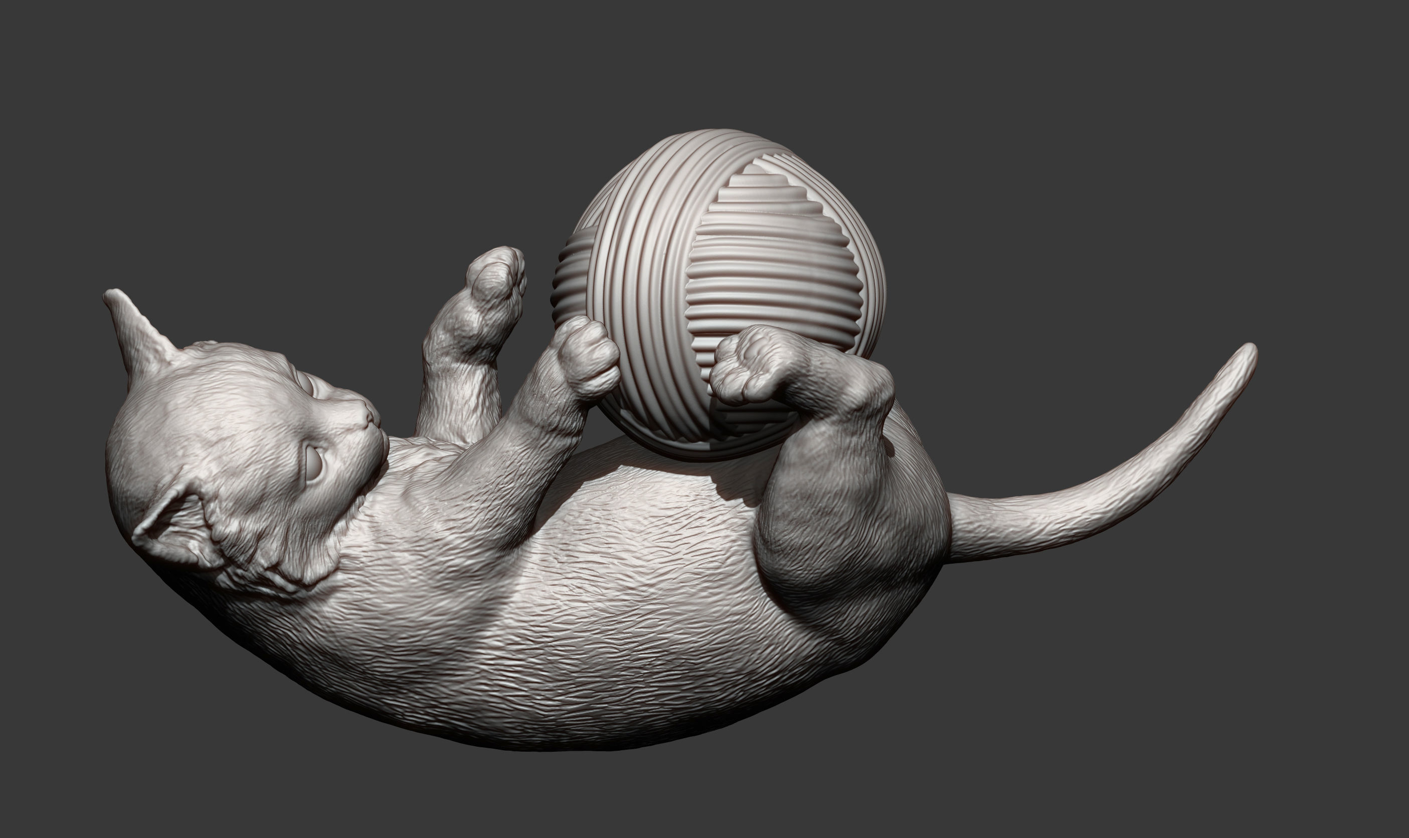 kitten playing 3D print model_5