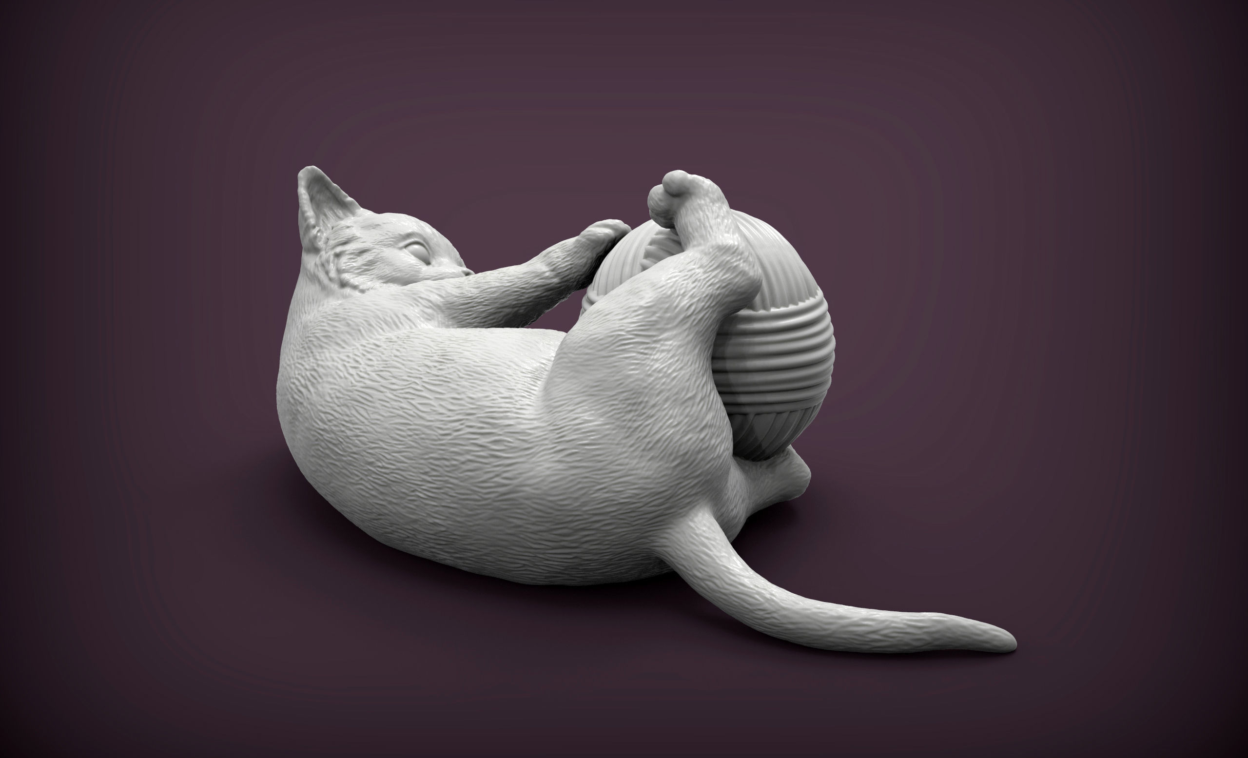 kitten playing 3D print model_11