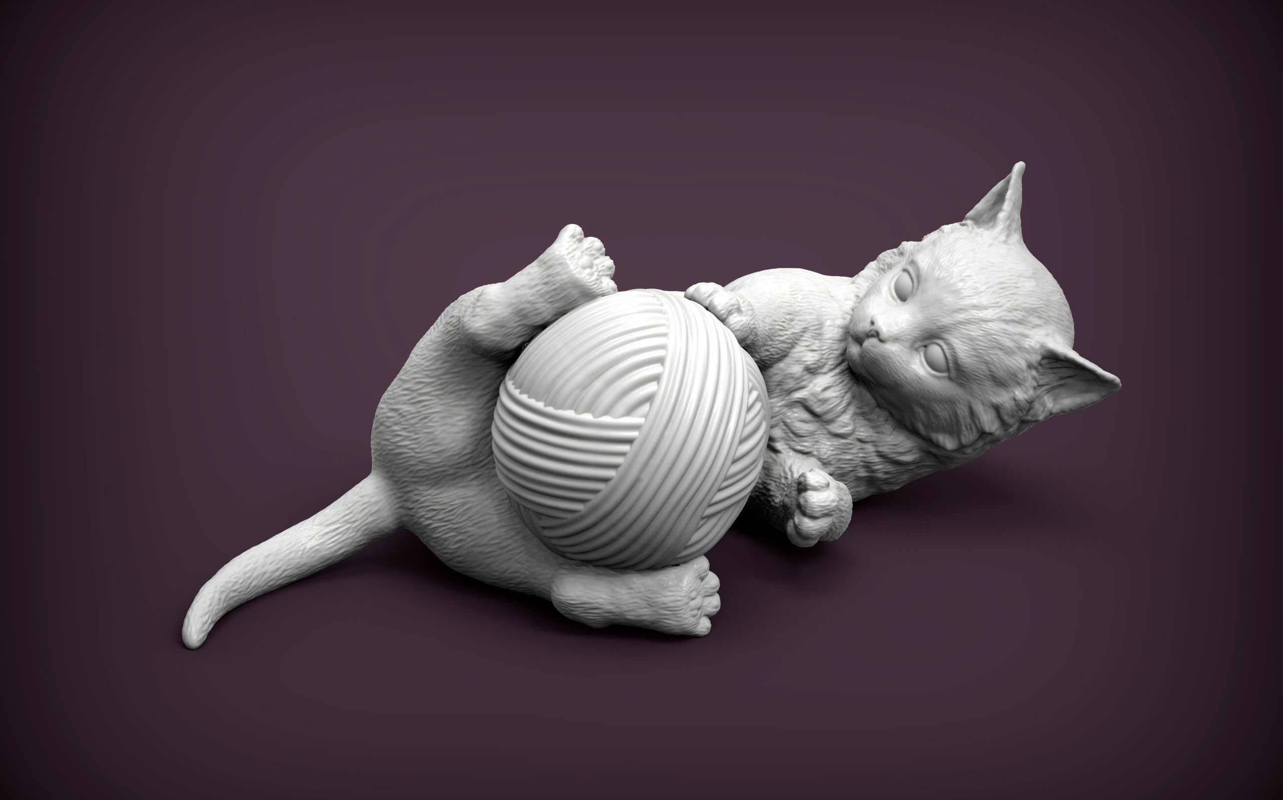 kitten playing 3D print model_8