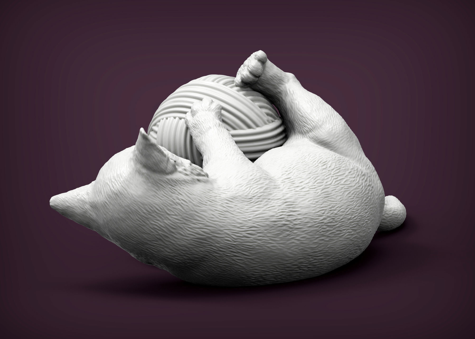 kitten playing 3D print model_9