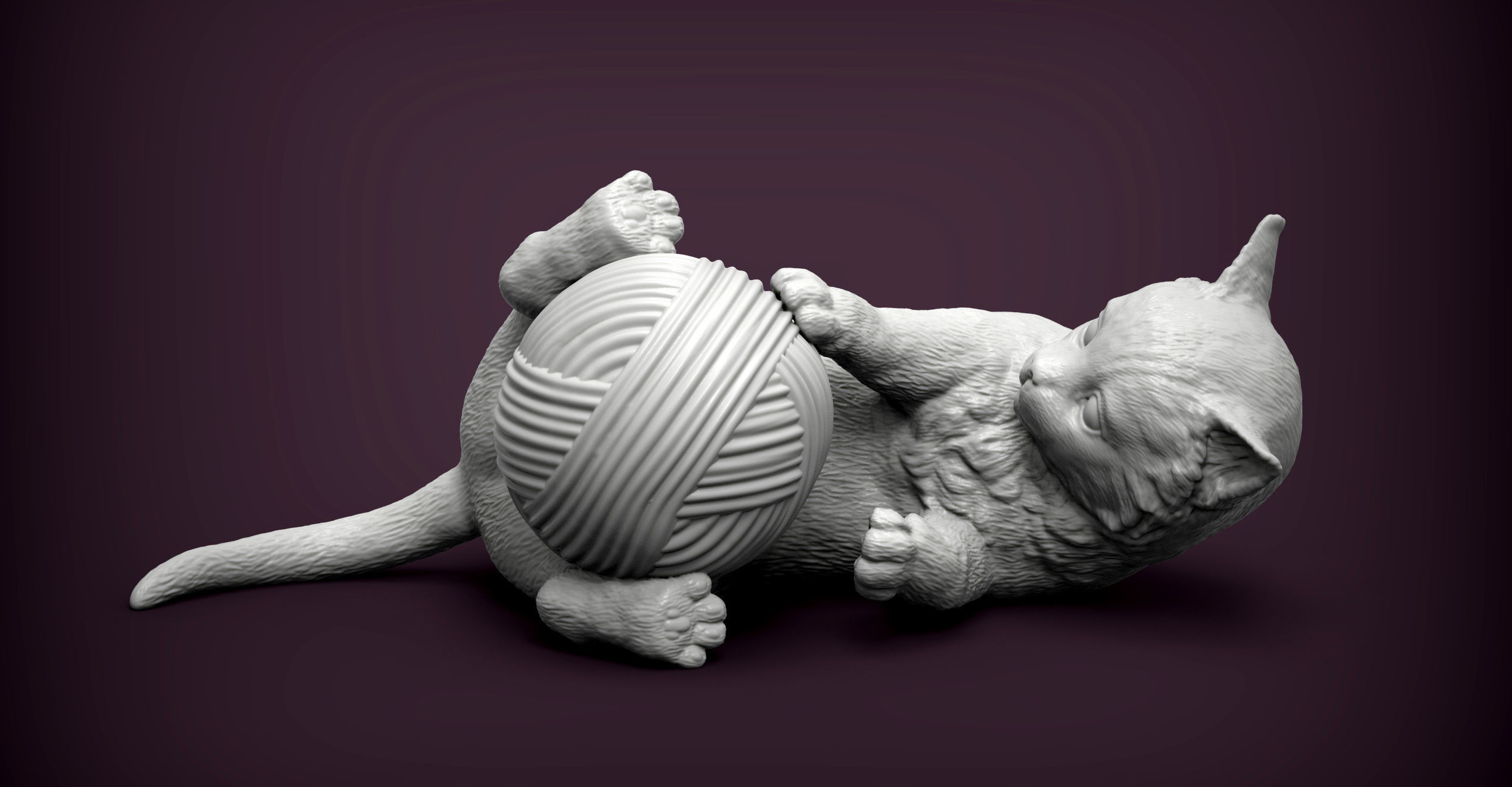kitten playing 3D print model_12