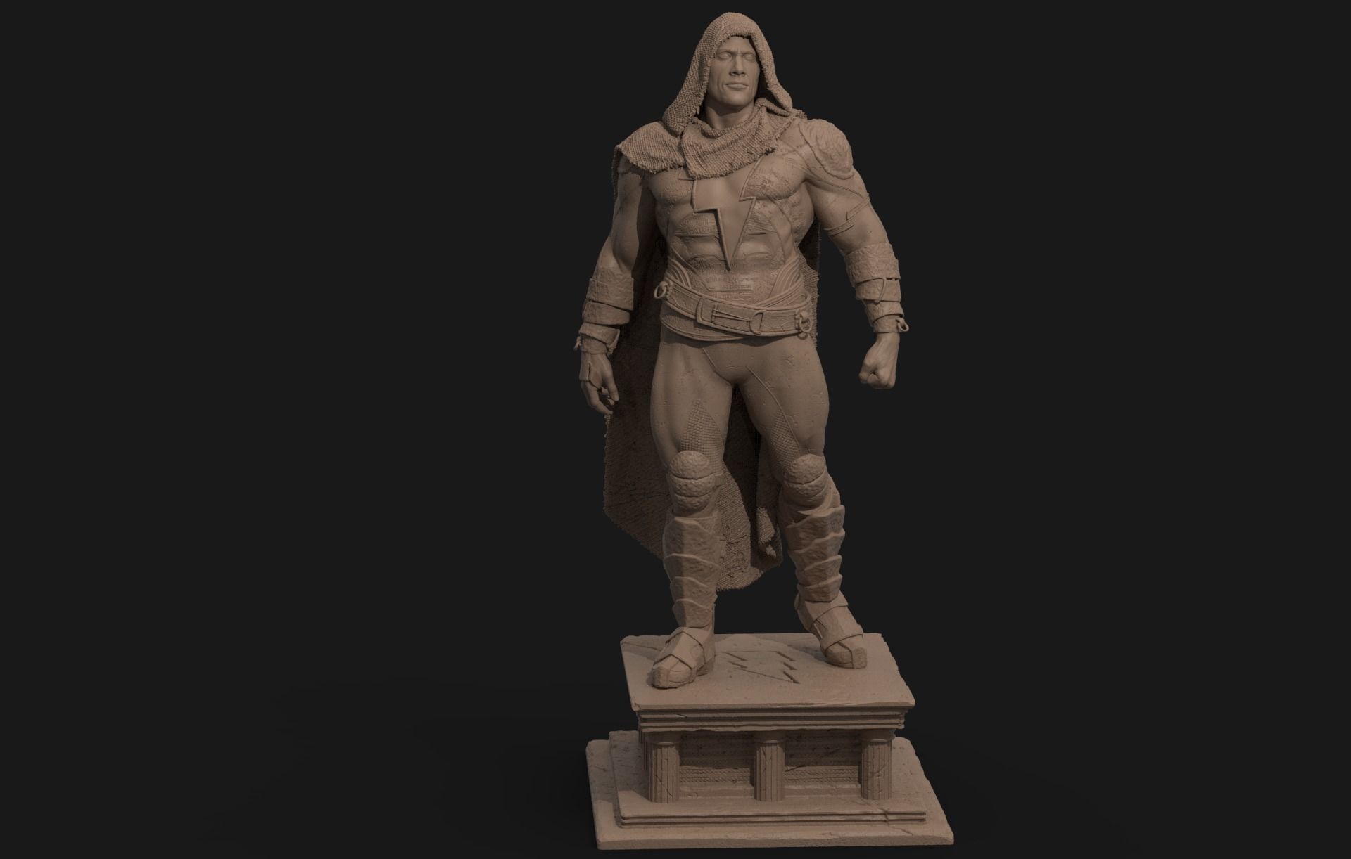 Black Adam Statue 3D print model_4