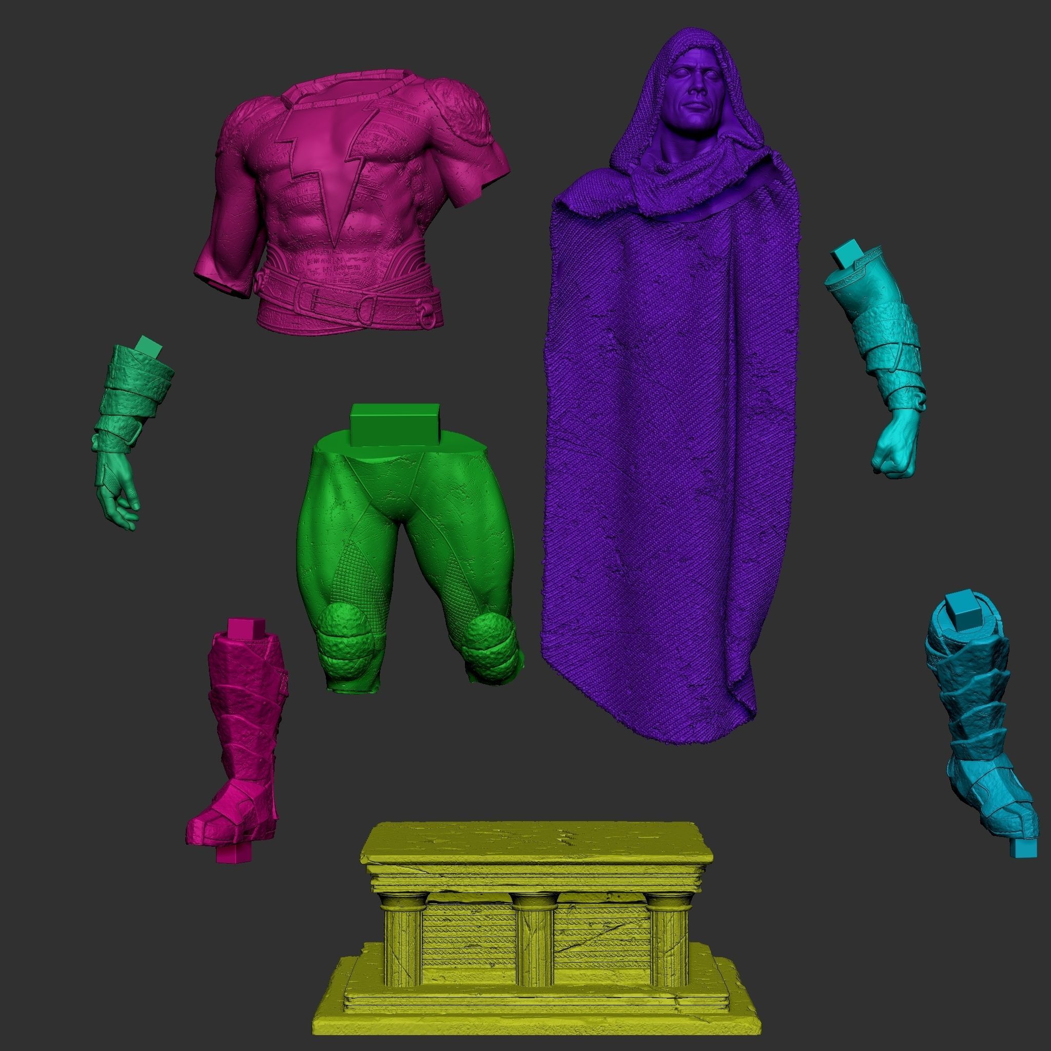 Black Adam Statue 3D print model_7