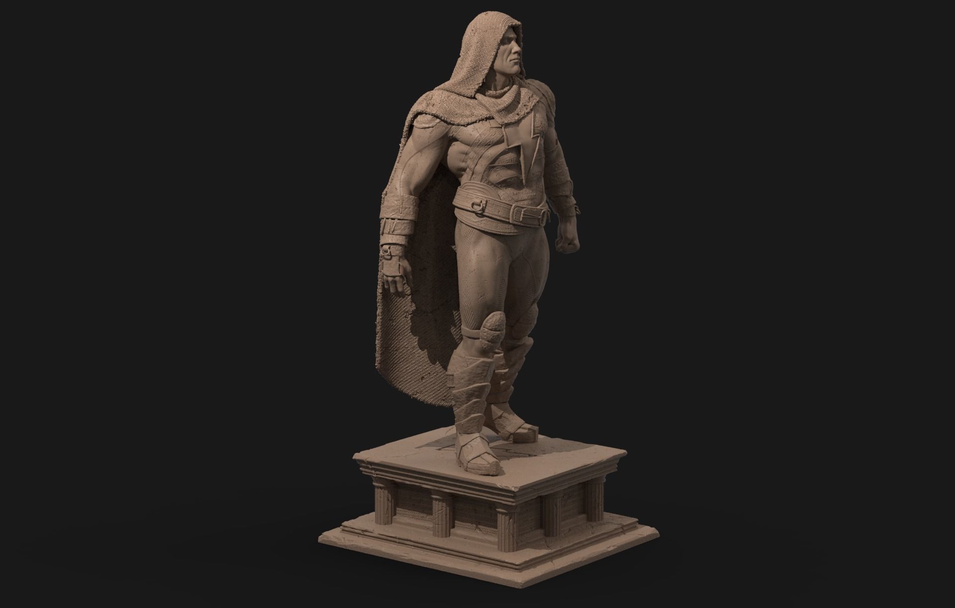 Black Adam Statue 3D print model_6