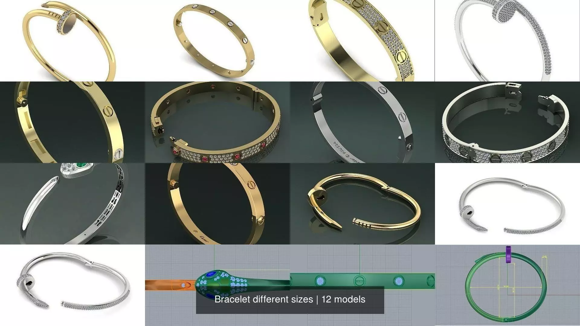 Bracelet different sizes 3D Model Collection_5