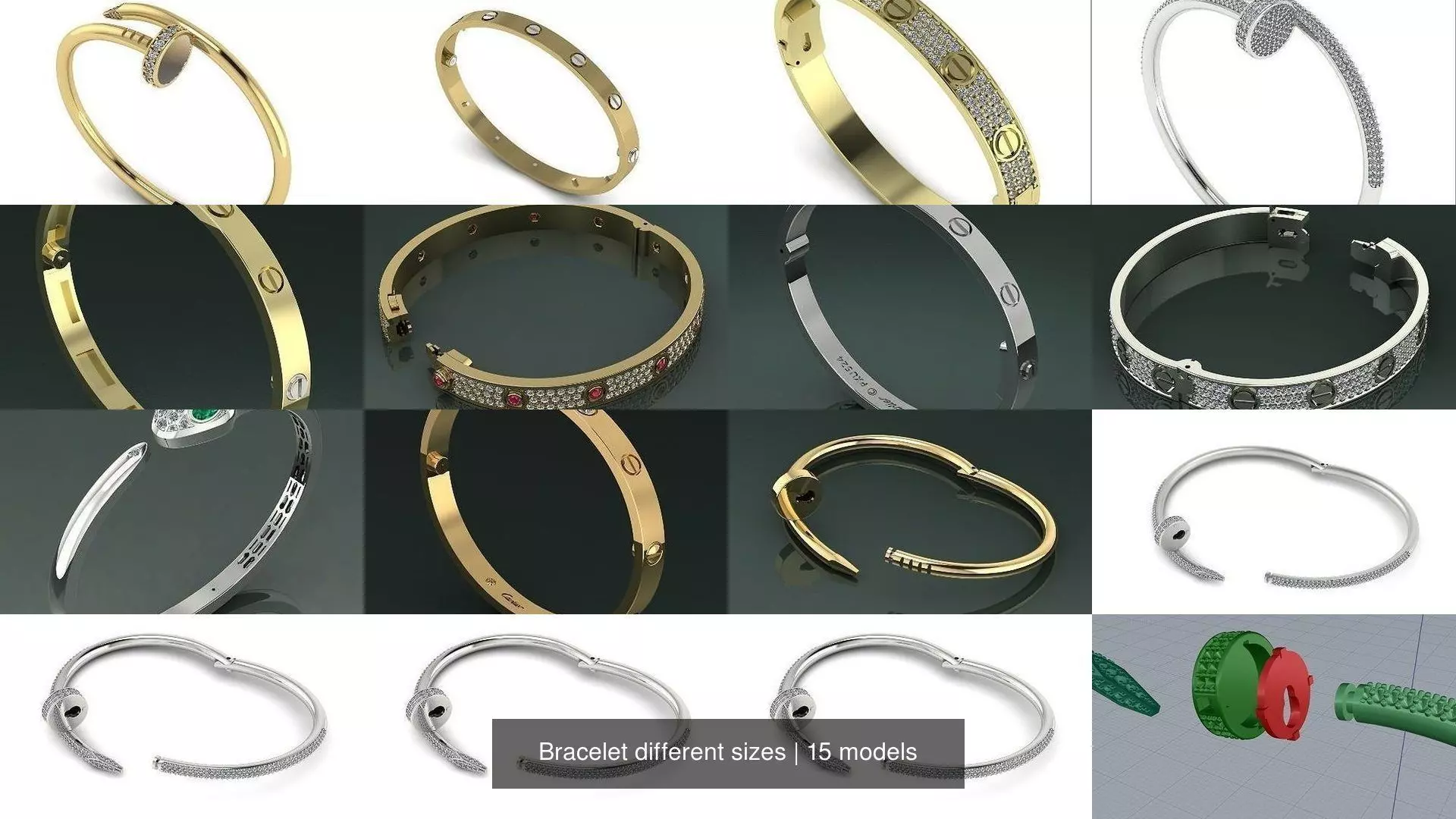 Bracelet different sizes 3D Model Collection_0