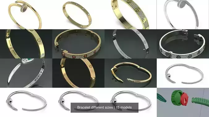 Bracelet different sizes 3D Model Collection
