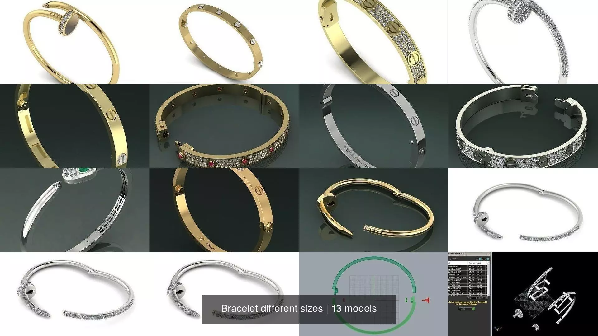 Bracelet different sizes 3D Model Collection_8