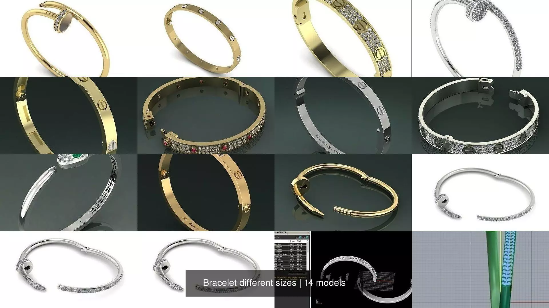Bracelet different sizes 3D Model Collection_9