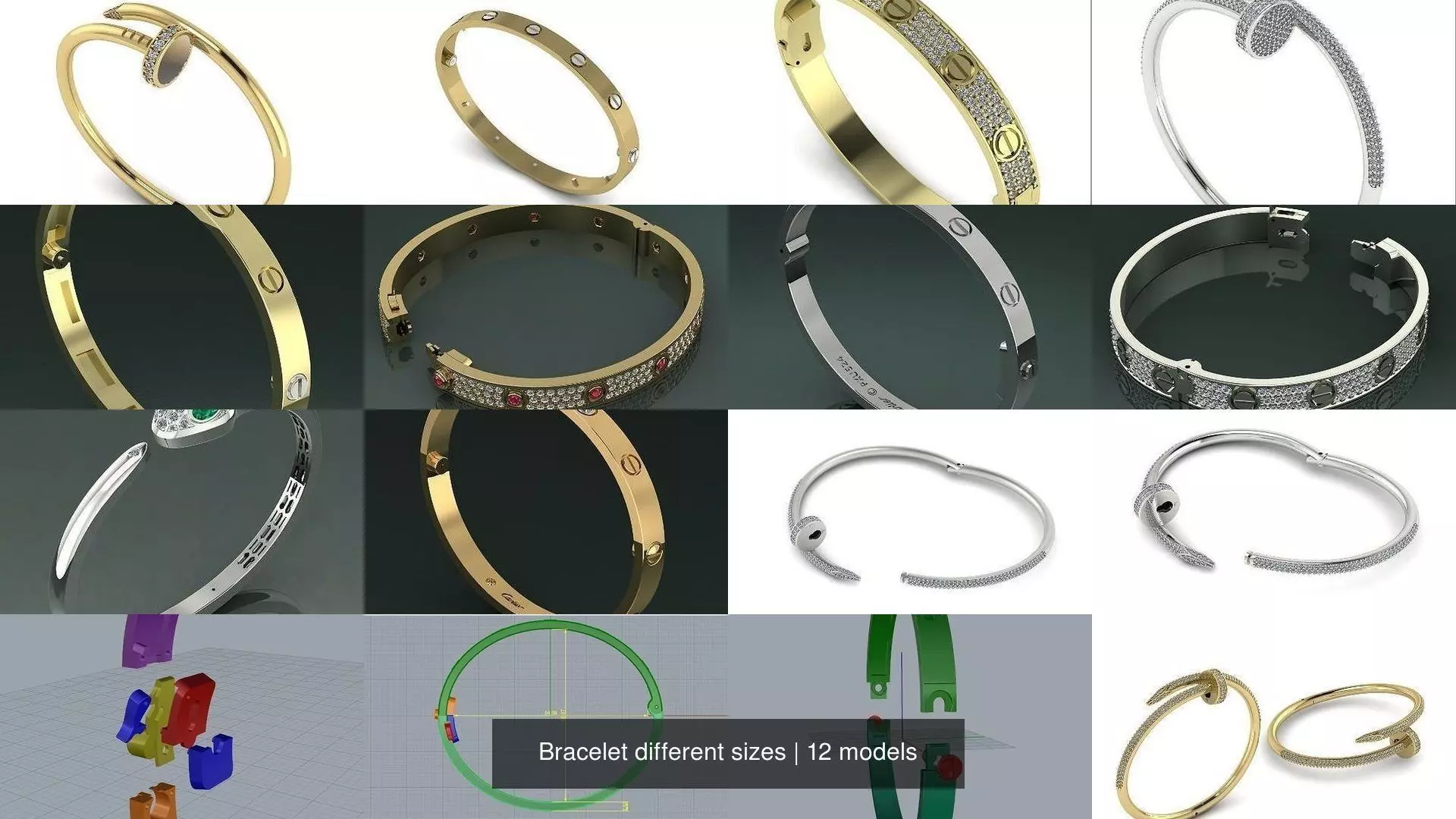 Bracelet different sizes 3D Model Collection_7