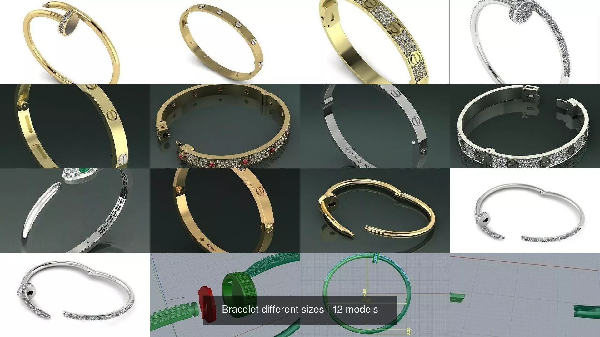 Bracelet different sizes 3D Model Collection_4