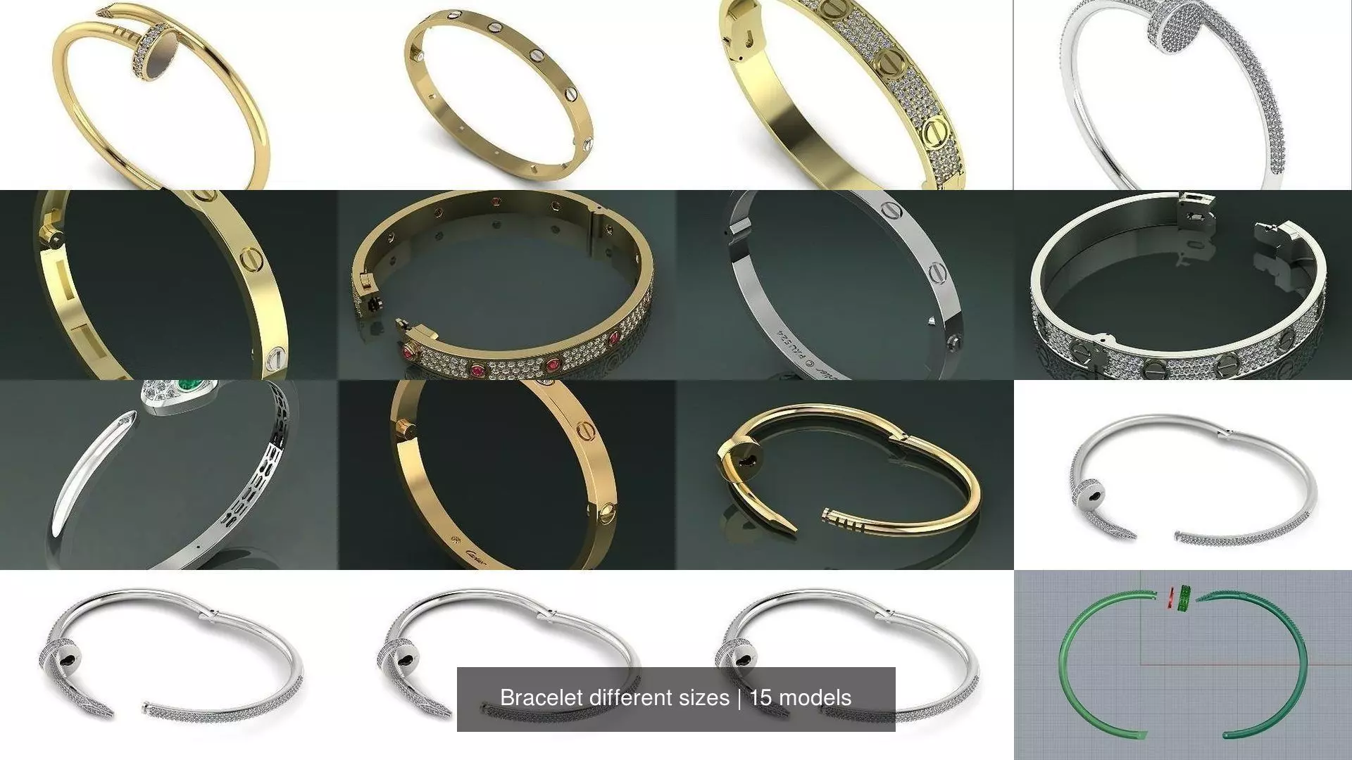 Bracelet different sizes 3D Model Collection_2