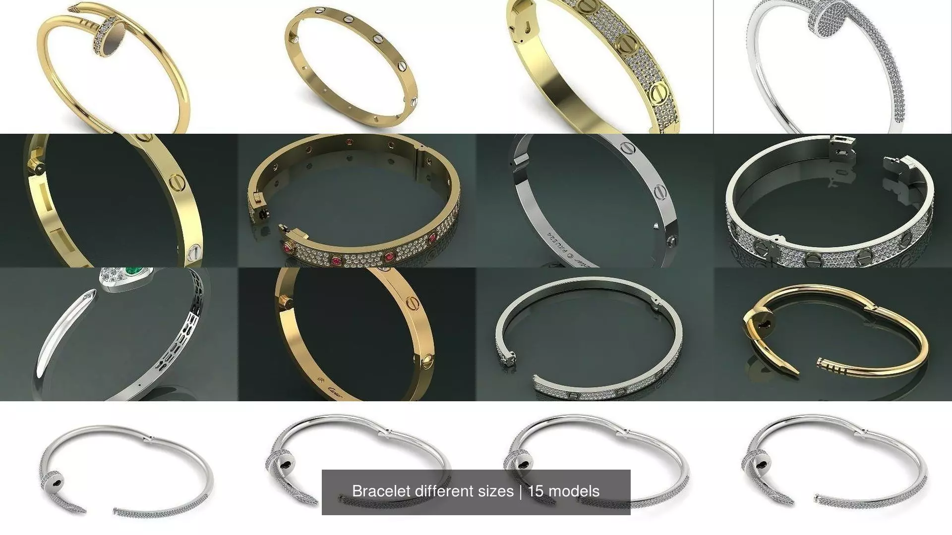 Bracelet different sizes 3D Model Collection_3