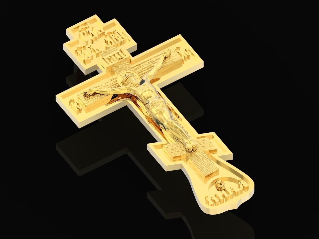 cross crucifix jesus without stones 3D print model_9