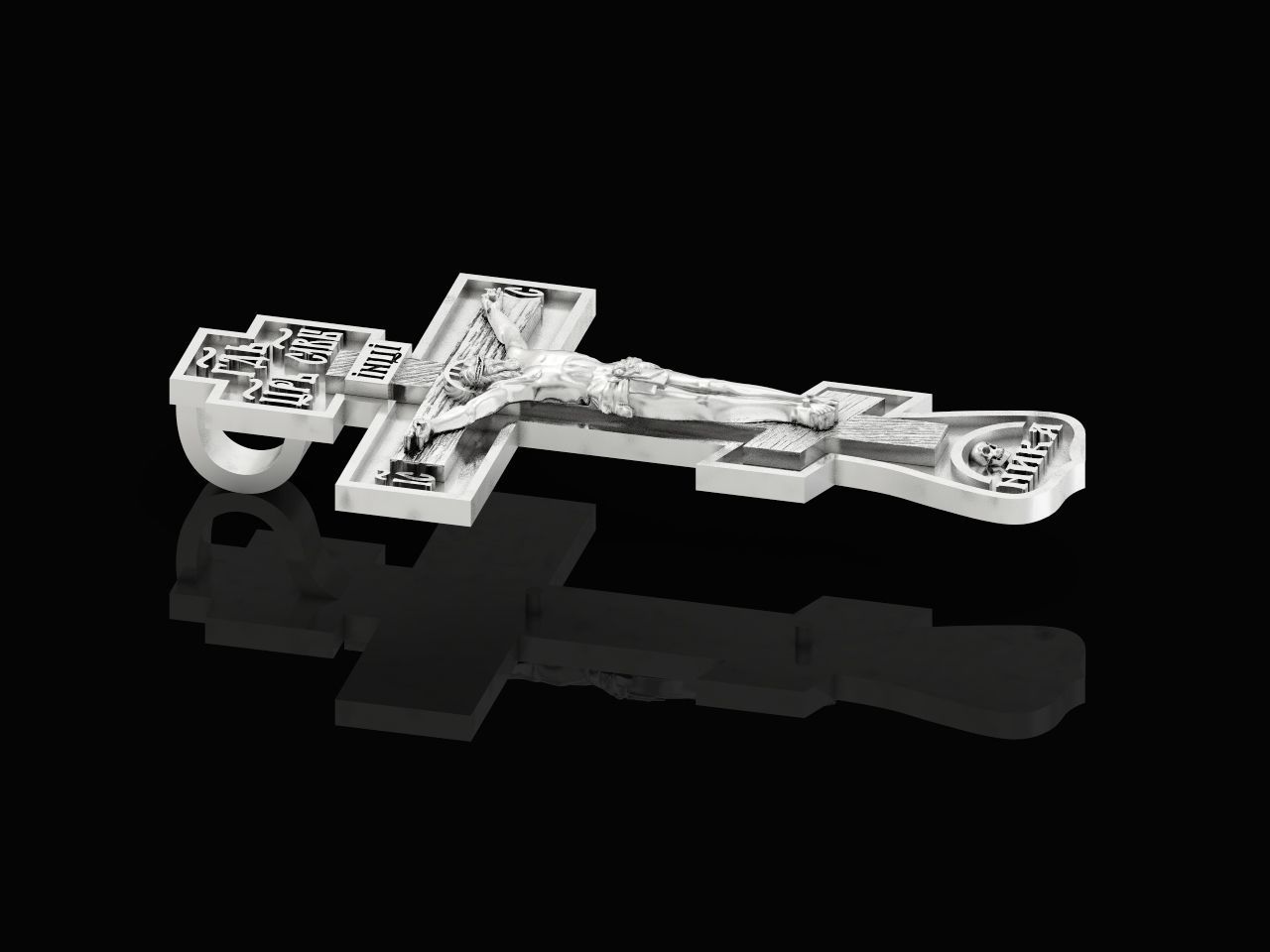 cross crucifix jesus without stones 3D print model_4