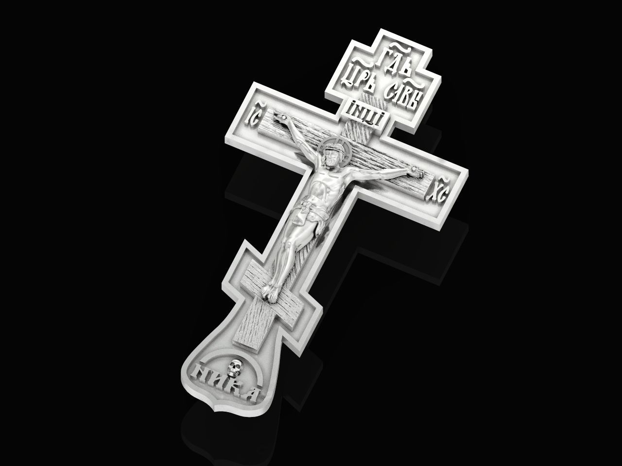 cross crucifix jesus without stones 3D print model_2