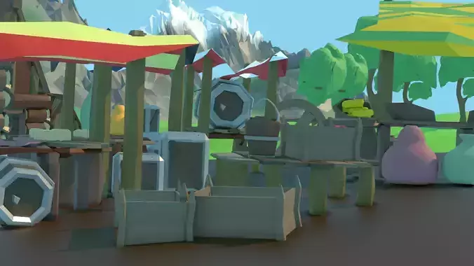 Low - Poly Stylized Market Pack Free low-poly 3D model Low - Poly Stylized Market Pack Free low-poly 3D model