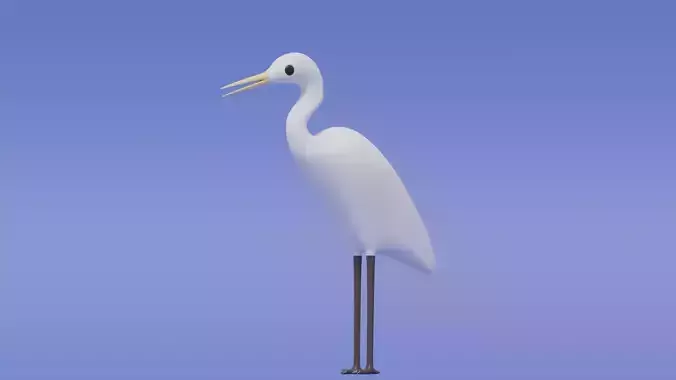 Cartoon Cute Egret Bird