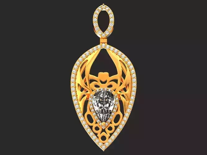 vintage pendant with pear stone 307