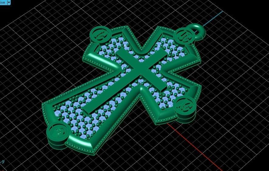  cross with stones 3D print model_24