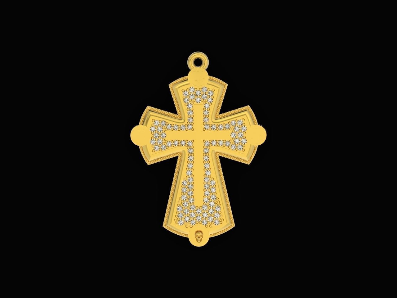  cross with stones 3D print model_4