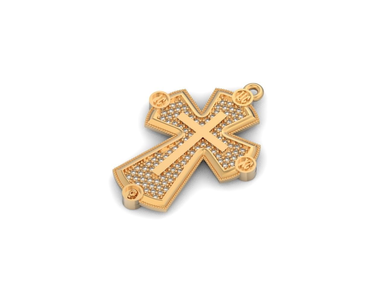  cross with stones 3D print model_13