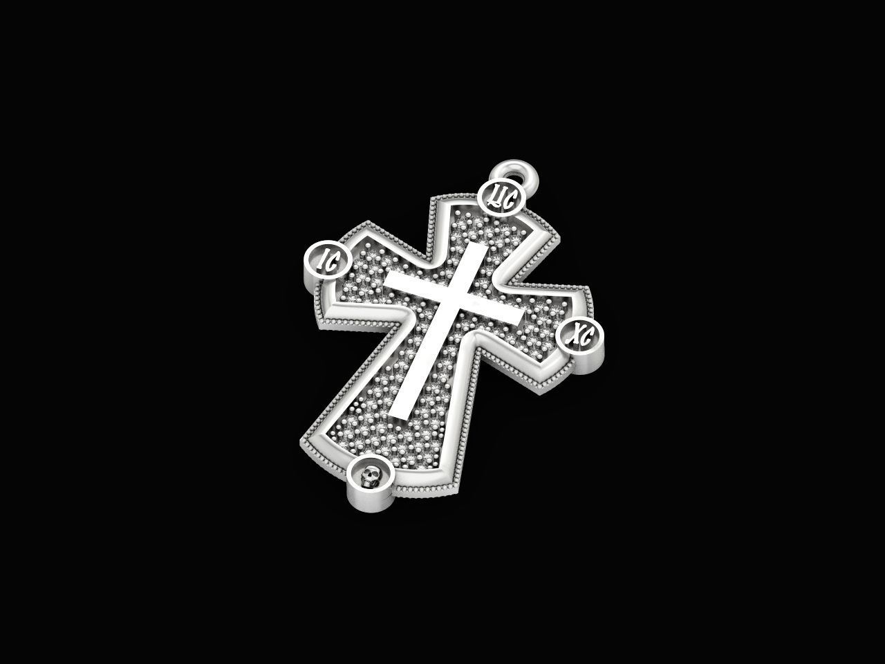  cross with stones 3D print model_9